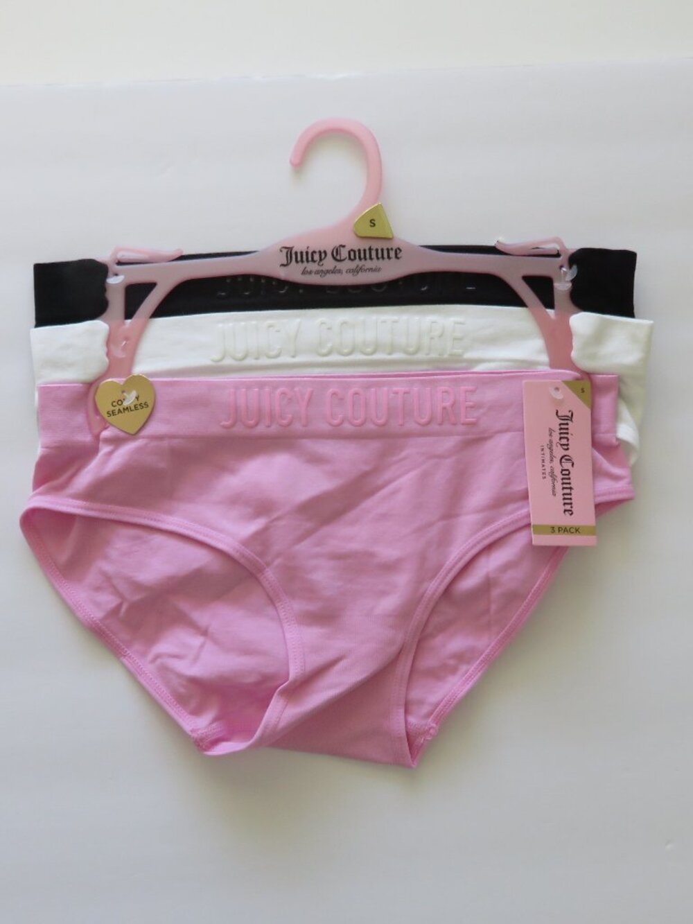 (#145) Juicy Couture 3-Pairs Comfy Seamless Hipster Cotton Spandex Panties